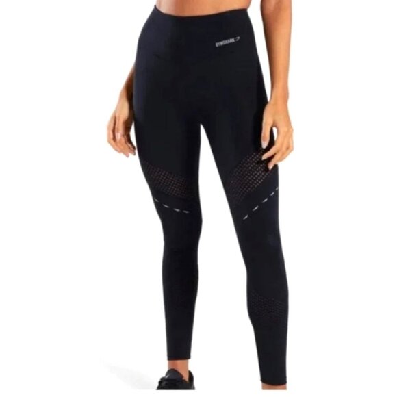 Gymshark Black Quick Dry Pro Performance Laser Cut Leggings Sz S - Picture 1 of 11